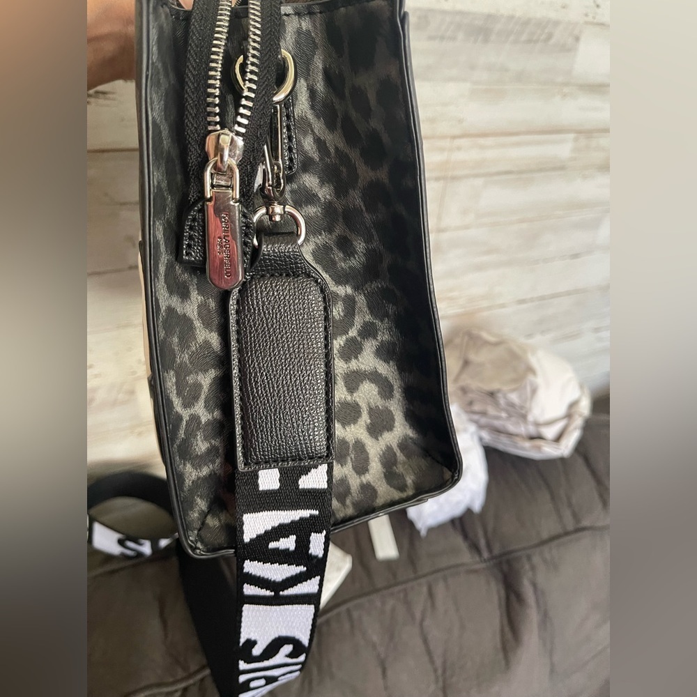 Karl Lagerfeld Paris Mini Tote Leopard Crossbody – Black/Grey - Picture 6 of 12